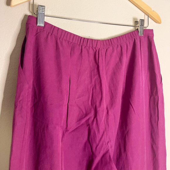 Eileen Fisher | NWT!! Silk Cotton Blend Berry Trouser In Fuchsia  Size: Medium - Picture 4 of 8